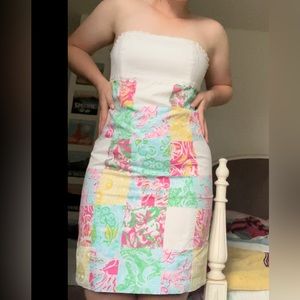 Lilly Pulitzer strapless patchwork dress